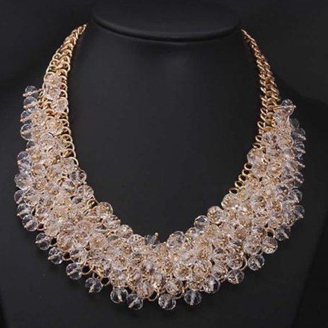 Collier de perles de cristal Retro Multilayer Faux pour les femmes - d'or 