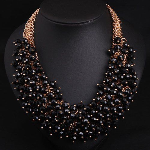 Collier de perles Multilayer Retro Faux cristal pour les femmes - Noir 