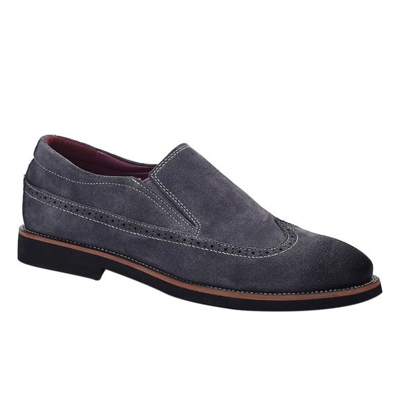 Trendy Suede and Engraving Design Men's Casual Shoes - gris foncé 39