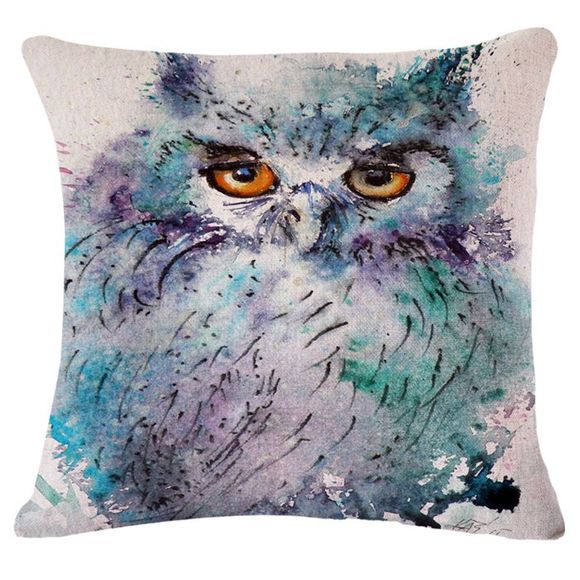 Owl Chic Peinture à l'huile motif carré Forme Taie (Sans Oreiller intérieur) - multicolore 