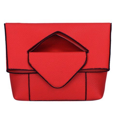 Stylish Solid Color and PU Leather Design Women's Crossbody Bag - Rouge 