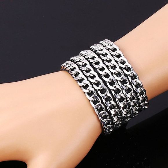 Cinq chaînes Link embellies Bracelet - Argent 