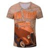 Casual Car Letter Printed Men's Short Sleeves T-Shirt - Complexion S