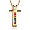 Collier avec pendentif Graceful Coloré Faux cristal Croix pour les hommes - d'or 