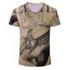 Trendy voiture Imprimé Hommes d  'manches courtes T-shirt - Brun 2XL