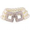 Superbe Rhinestoned Faux Perle Geometric Bracelet pour les femmes - Blanc 