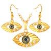 A Suit of Gorgeous Rhinestone Evil Eye Necklace and Earrings For Women - d'or 