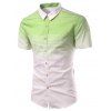 Ombre col rabattu Stripe Splicing design à manches courtes hommes s ' shirt - Vert 2XL