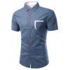 Color Block Spliced ​​design col rabattu manches courtes hommes s ' shirt - Bleu 2XL