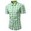 Vérifié design col rabattu manches courtes hommes s ' shirt - Vert S