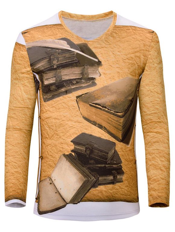 s 'Casual Book 3D Printed Men  manches longues T-shirt - Terreux S