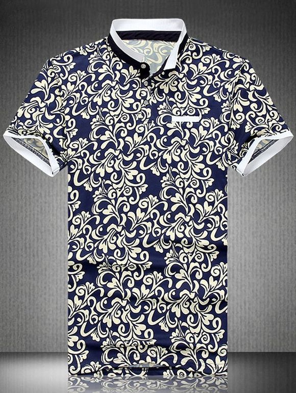 Style Plus National Collar Size Turn-Down à manches courtes hommes  's Polo T-Shirt - Bleu XL