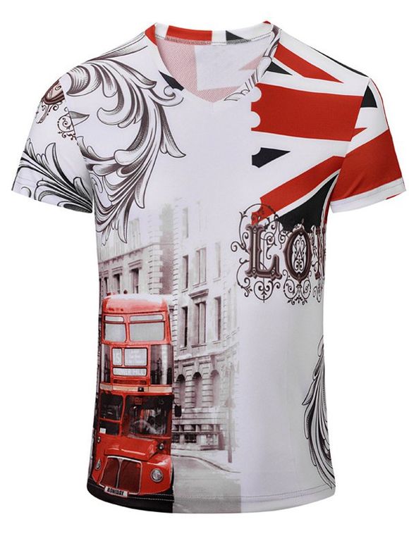 s 'Casual Bus Imprimé Hommes  manches courtes T-shirt - Blanc L