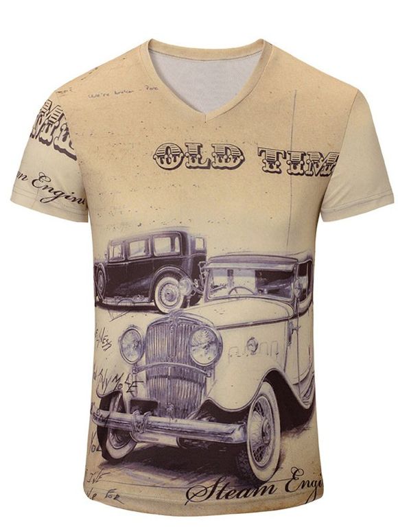 s 'Trendy Hommes  Impression voiture manches courtes T-shirt - Beige M
