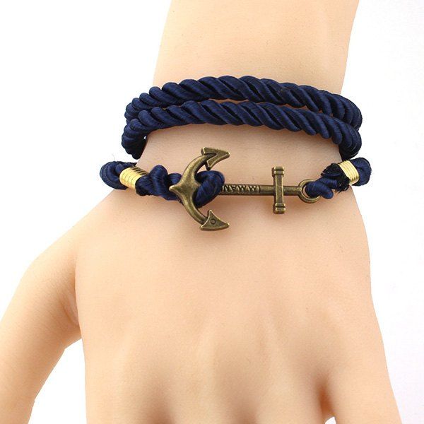 Punk Anchor Rope Chain Wrap Bracelet - CADETBLUE 