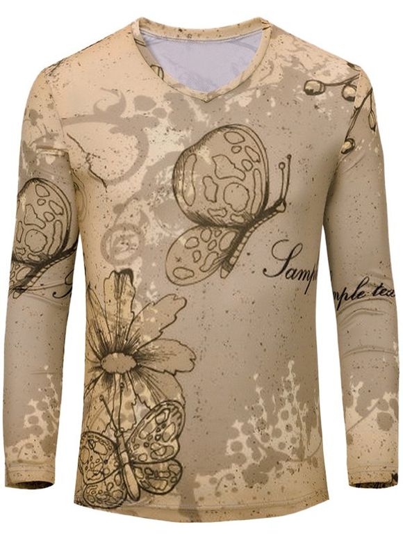 Papillon Casual Printed Men  's manches longues T-shirt - Terreux S
