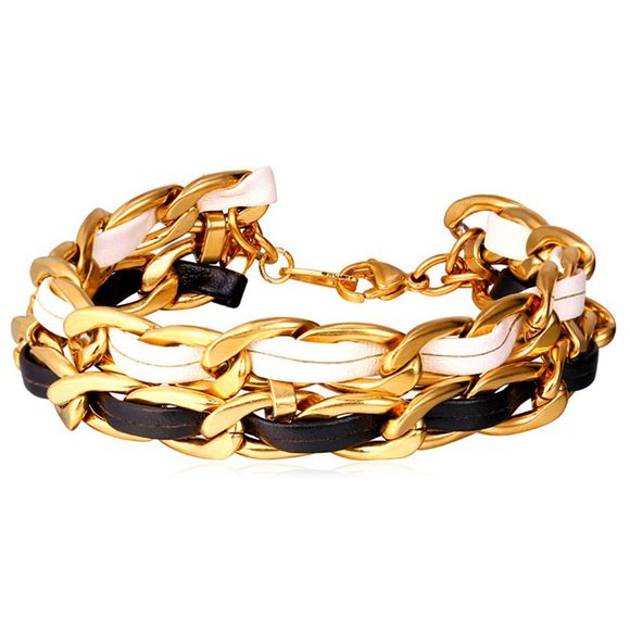 Chic Bracelet chaîne en cuir artificiel pour les hommes - d'or 