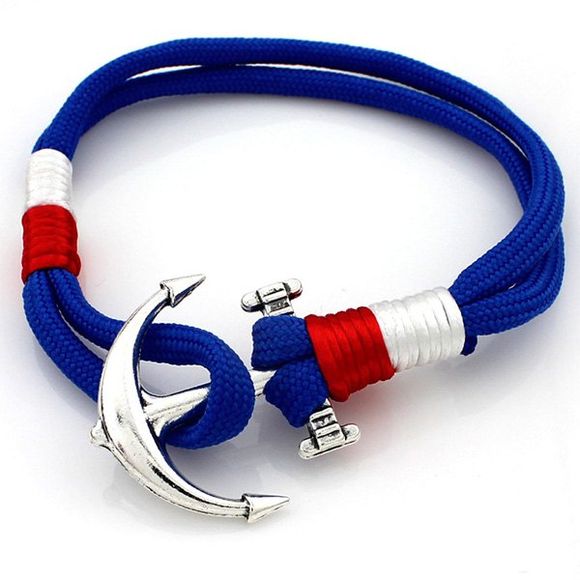 Layered Anchor tricotée Bracelet - Bleu 