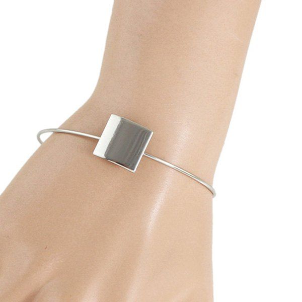 

Square Shape Embellished Alloy Bracelet, Silver