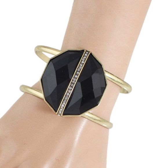 Chic strass et bracelet d'or noir géométrique Faux Gem Agrémentée Femmes  's - d'or 
