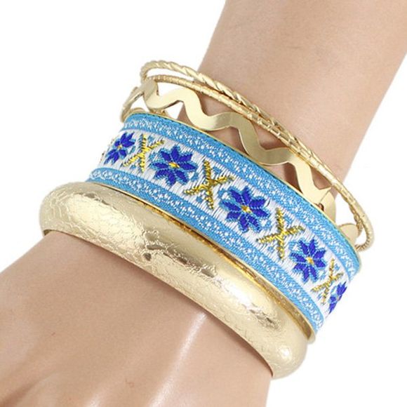 Motif ethnique Chic Tissu Agrémentée femmes s 'Bracelet multicouches - d'or 