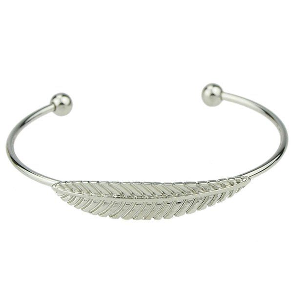 

Leaf Shape Embellished Alloy Cuff Bracelet, Silver