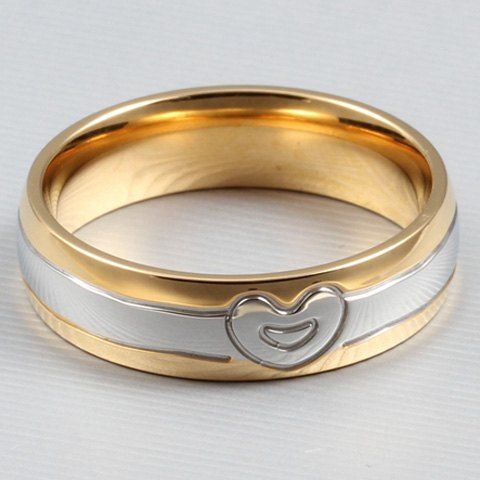 ONE PIECE simple alliage Couple Amoureux anneau en forme de coeur pour les femmes - d'or 