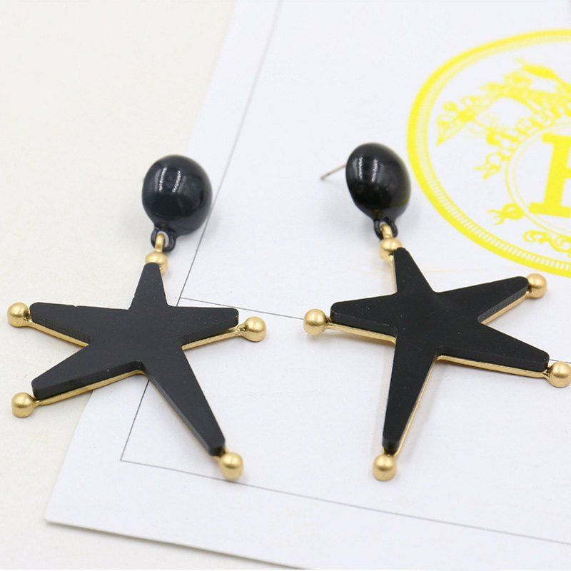 

Bead Star Drop Earrings, Black