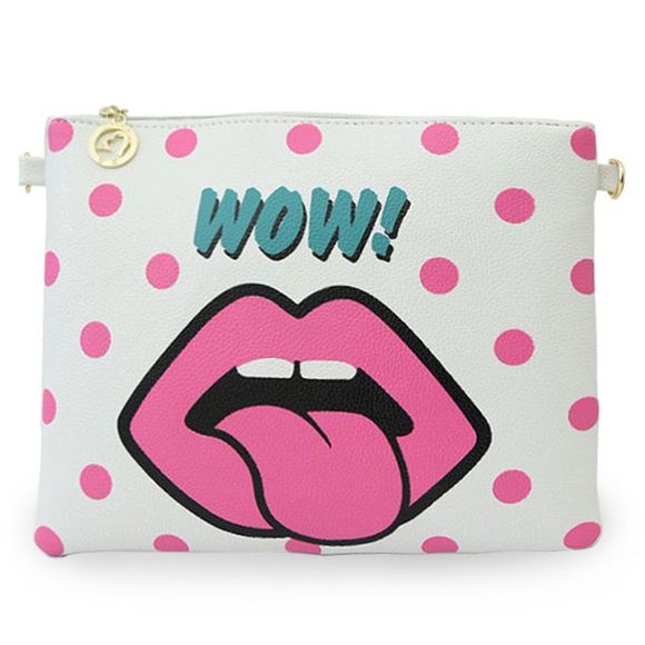Trendy Lip Pattern and Dots Design Women's Crossbody Bag - Rose 