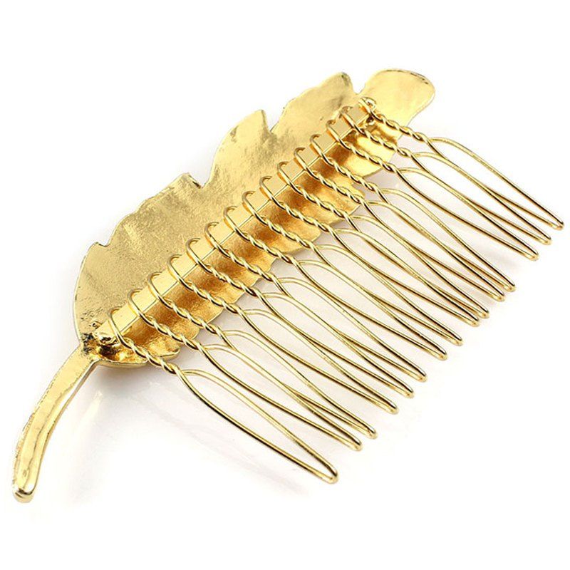 2018 Simple Golden Leaf Hair Comb For Women GOLDEN In Hair Accessories