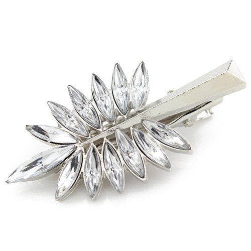 Simple Faux Crystal Leaf Hairpin For Women - SILVER 