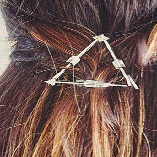 Simple Solide Couleur Flèche Triangle Hairpin pour les femmes - Argent 