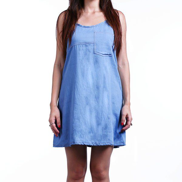 

Sexy Women's Strappy Denim Y-Back, Light blue