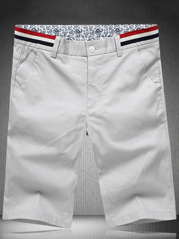 Simple Plus Size Straight Leg Zipper Fly Shorts pour hommes - Gris 34