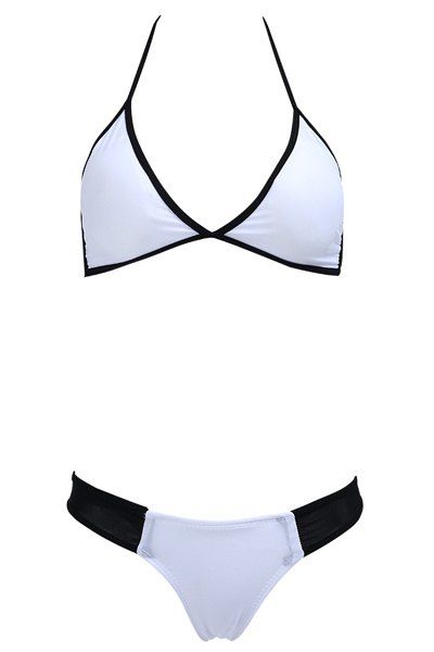 Chic Color Block Halter femmes s 'Bikini Set - Blanc XL