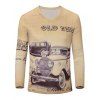Casual Car Printed Men's Long Sleeves T-Shirt - Beige M