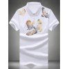 Plus Size Turn-Down Collar Eagles Imprimer Polo T-shirt de manches courtes hommes - Blanc L