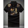 Plus Size Turn-Down Collar Eagles Imprimer Polo T-shirt de manches courtes hommes - Noir L