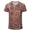 Casual Figure géométrique Imprimé Men  's manches courtes T-shirt - marron foncé 3XL