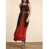Chic Women's Belted Ethnic Print Dress - Rouge vineux S