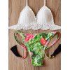 Femmes Charme  's Halter Cotton Blend Floral Print Bikini - Pomme Verte S