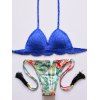 Femmes Charme  's Halter Cotton Blend Lotus Motif Bikini - Bleu Saphir S