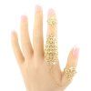 Vintage strass évider géométrique double plein doigts Anneau pour les femmes - d'or 