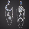 Pair of Chic Asymmetric Star Moon Earrings For Women - Argent 