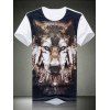 Col rond Plus Size 3D Loup Imprimer T-shirt de manches courtes hommes - Blanc 2XL