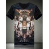 Col rond Plus Size 3D Loup Imprimer T-shirt de manches courtes hommes - Noir 2XL
