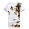 Round Neck Plus Size 3D Butterfly Print Short Sleeve Men's T-Shirt - Blanc XL