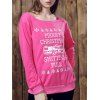 Stylish Long Sleeve Skew Neck Letter Pattern Women's Christmas Sweatshirt - ROSE M