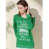Modèle élégant à manches longues Skew Neck Lettre Femmes Sweatshirt de Noël  's - Vert S