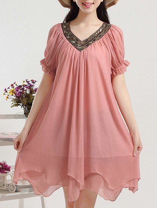 new look puff sleeve chiffon shirt dress in pink floral